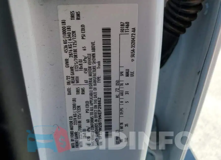 1FT7W2BT9NEF29862 Photo# 12