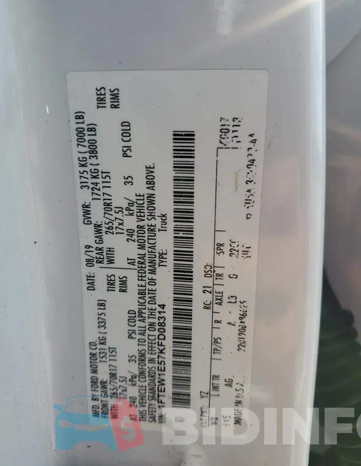 1FTEW1E57KFD08314 Photo# 12