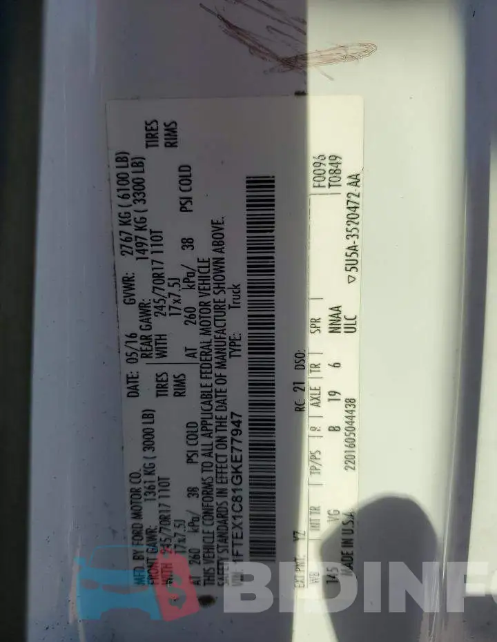 1FTEX1C81GKE77947 Photo# 12