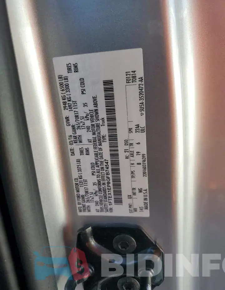 1FTEX1EP8GFB74547 Photo# 12