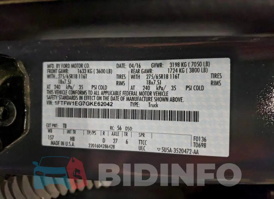 1FTFW1EG7GKE62042 Photo# 12