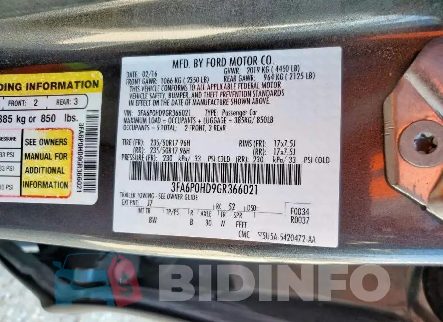 3FA6P0HD9GR366021 Photo# 12