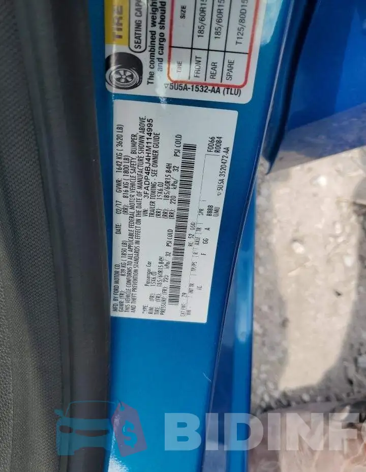 3FADP4BJ4HM114995 Photo# 12
