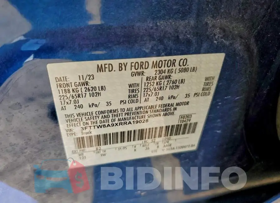 3FTTW8A9XRRA19028 Photo# 12