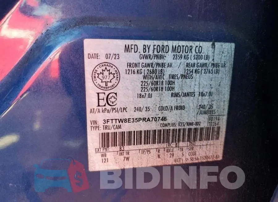 3FTTW8E35PRA70746 Photo# 12