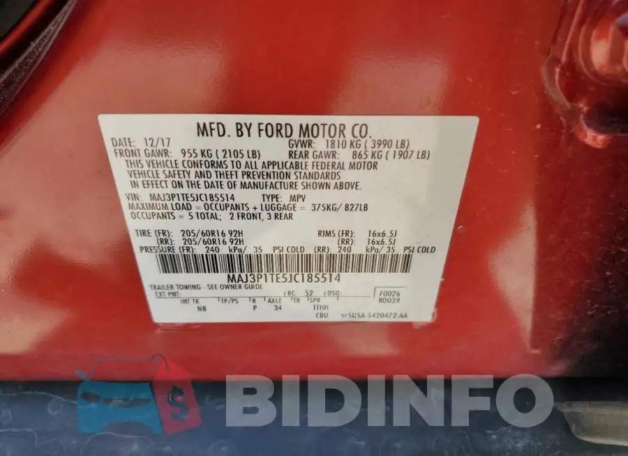 MAJ3P1TE5JC185514 Photo# 13