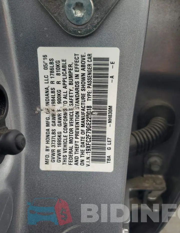19XFC2F79GE225018 Photo# 12