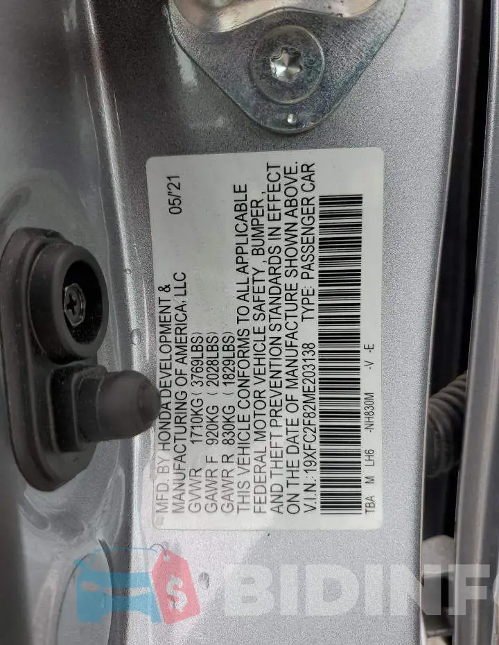 19XFC2F82ME203138 Photo# 12