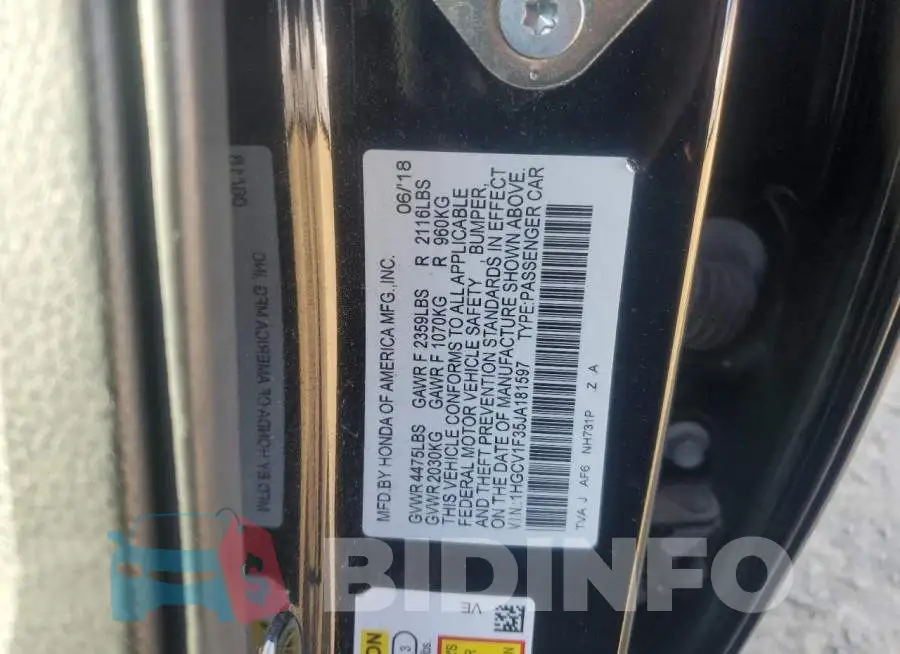 1HGCV1F35JA181597 Photo# 12