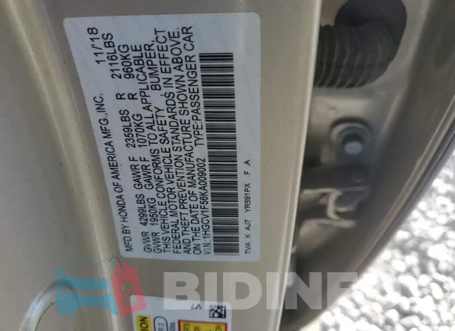 1HGCV1F56KA009002 Photo# 12