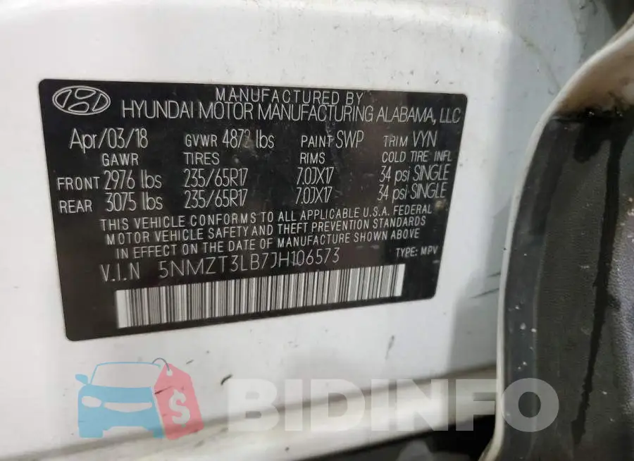 5NMZT3LB7JH106573 Photo# 14