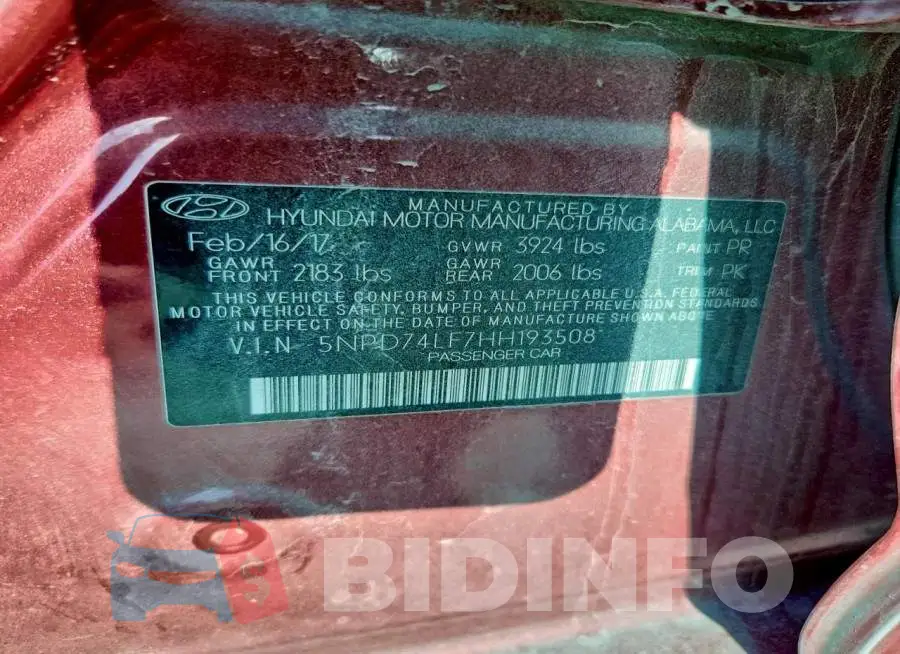5NPD74LF7HH193508 Photo# 12