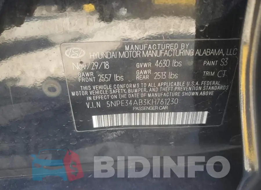 5NPE34AB3KH761230 Photo# 12