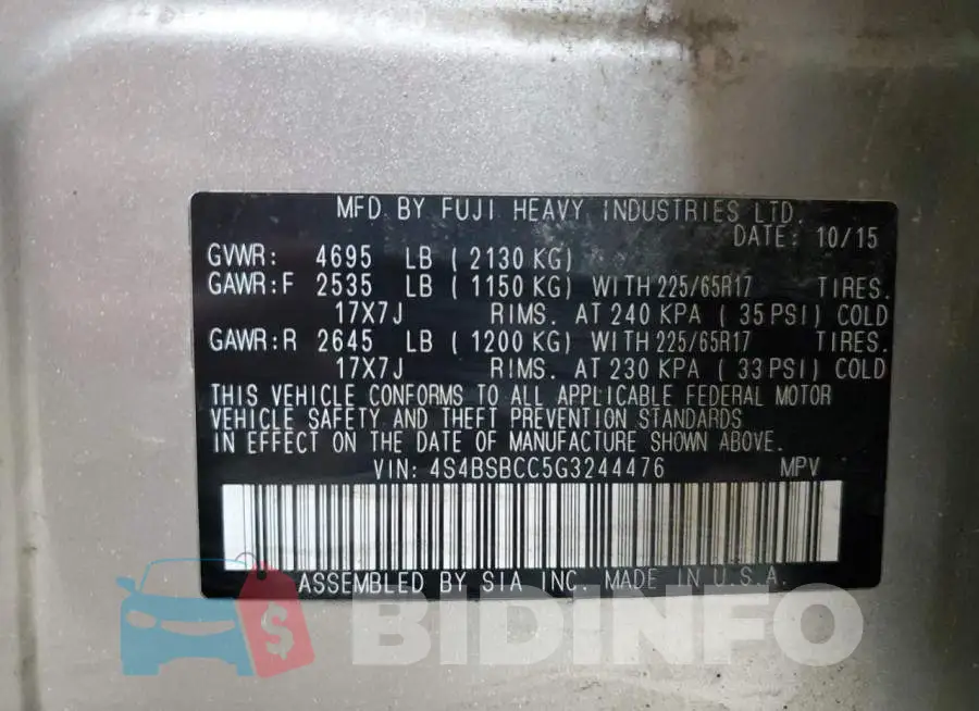 4S4BSBCC5G3244476 Photo# 14