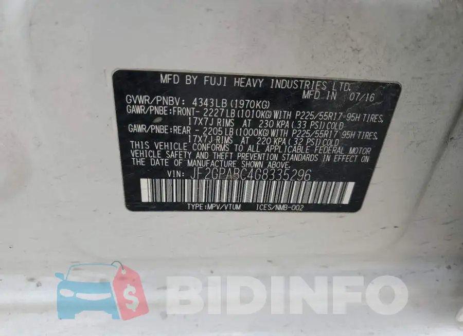 JF2GPABC4G8335296 Photo# 12