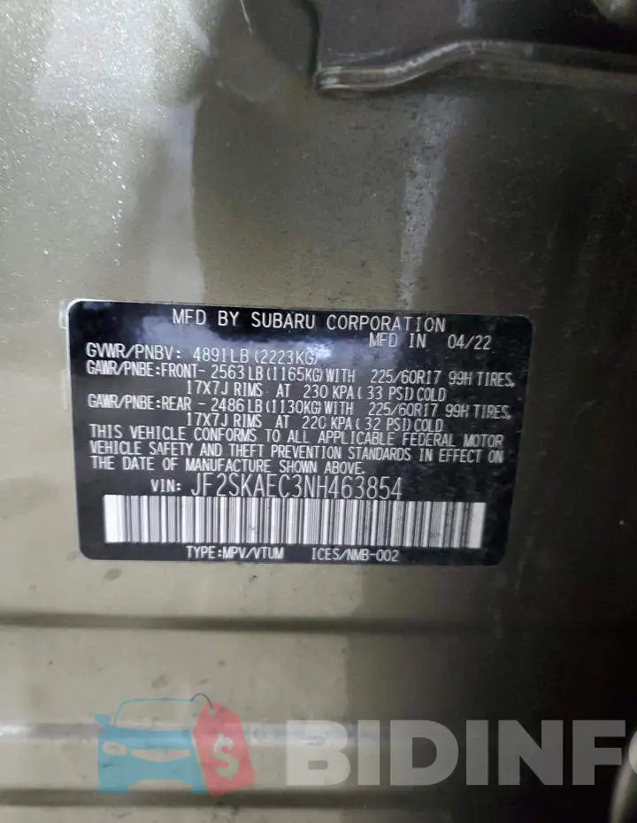 JF2SKAEC3NH463854 Photo# 13