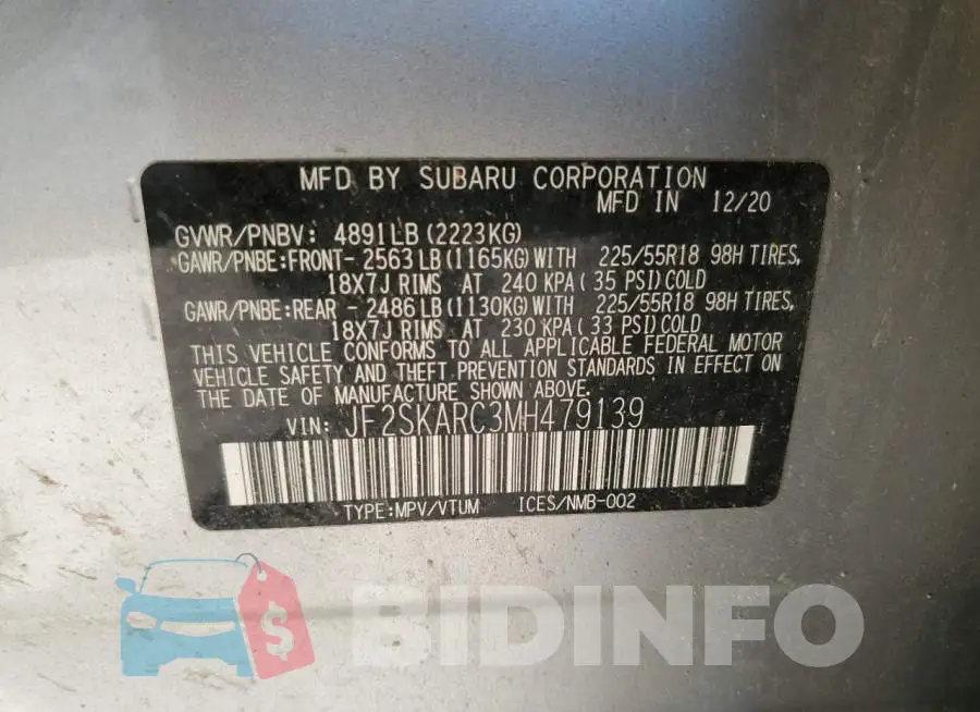 JF2SKARC3MH479139 Photo# 13