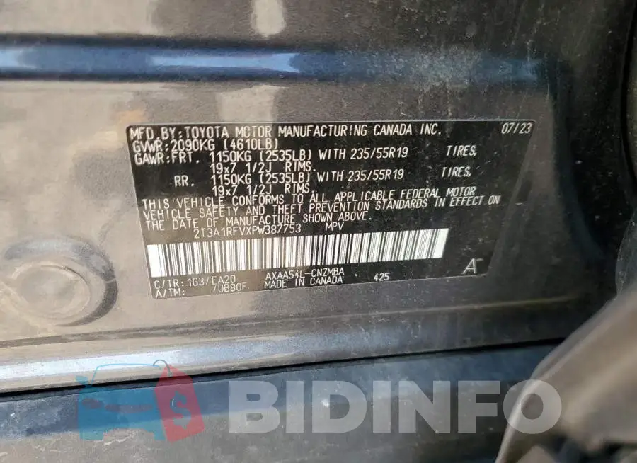 2T3A1RFVXPW387753 Photo# 13