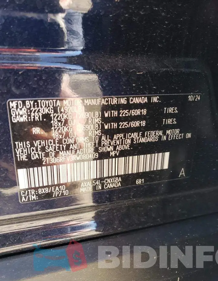 2T3D6RFV3RW080409 Photo# 13