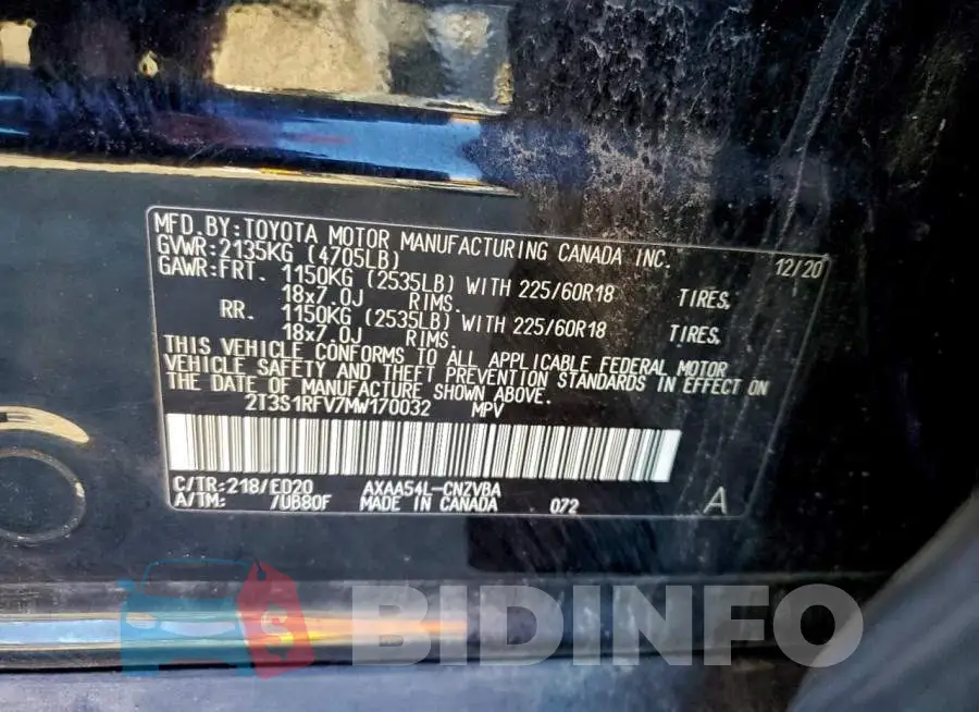 2T3S1RFV7MW170032 Photo# 13