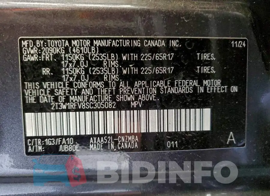 2T3W1RFV8SC305082 Photo# 14