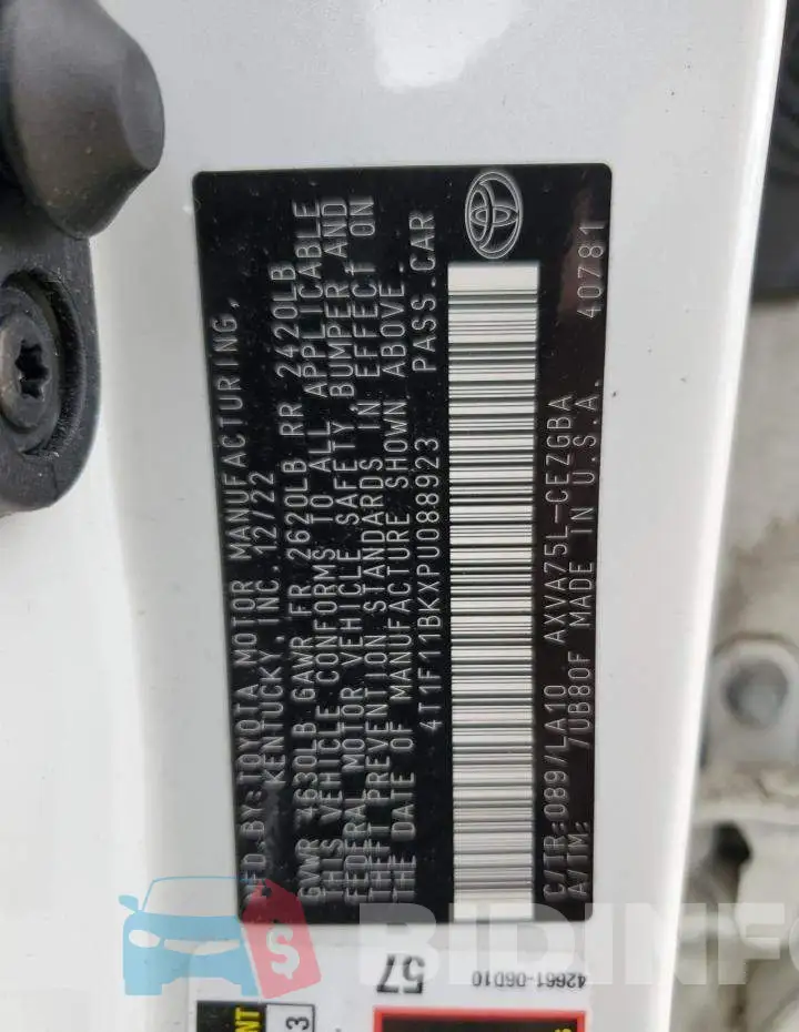 4T1F11BKXPU088923 Photo# 12