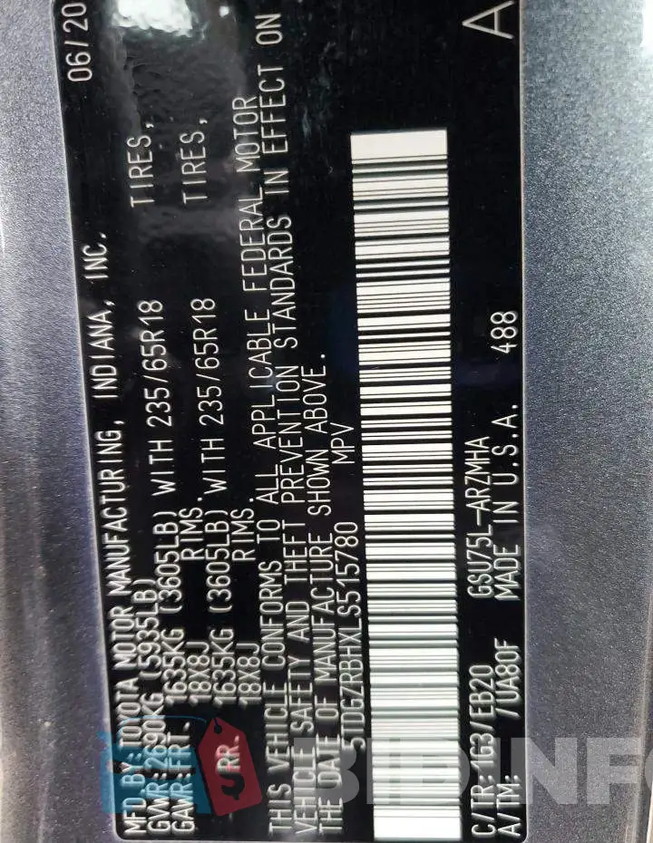 5TDGZRBHXLS515780 Photo# 13