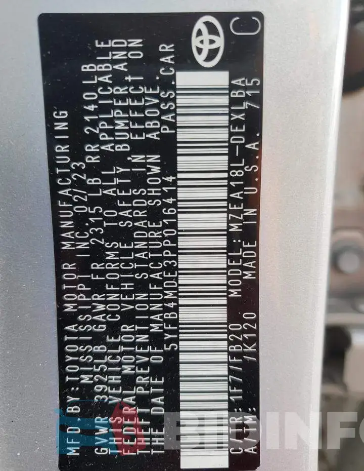 5YFB4MDE3PP016414 Photo# 12