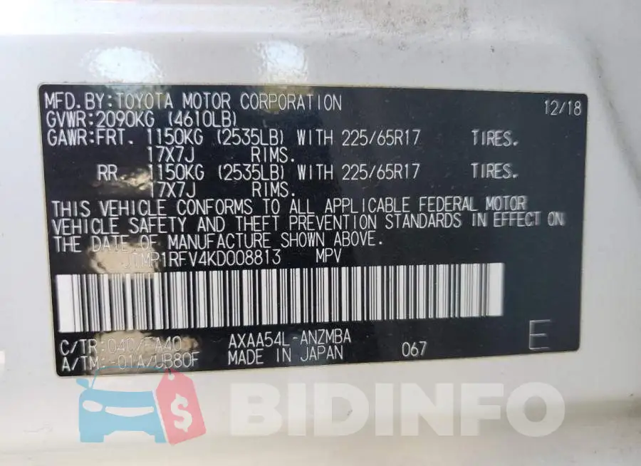 JTMP1RFV4KD008813 Photo# 13