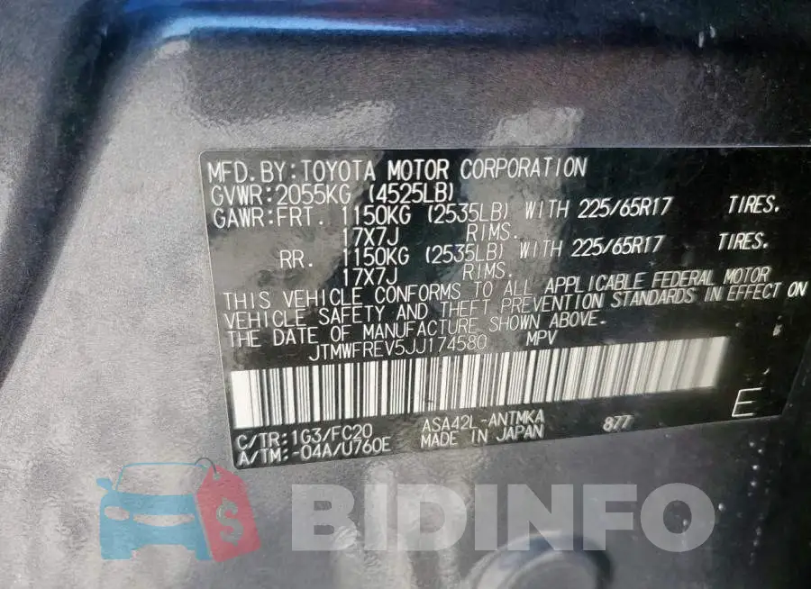 JTMWFREV5JJ174580 Photo# 13