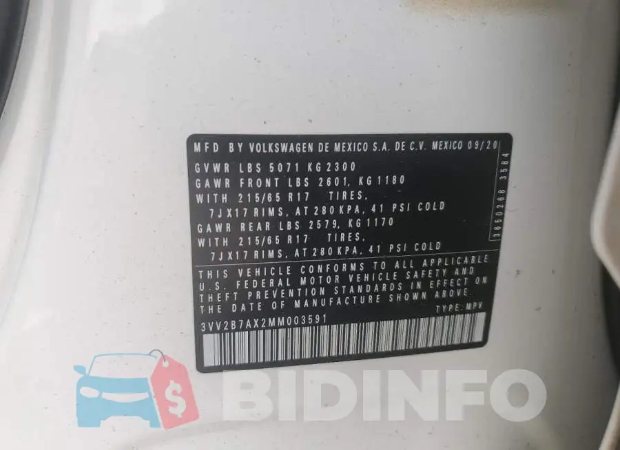3VV2B7AX2MM003591 Photo# 13
