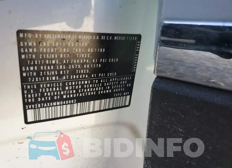 3VV2B7AX6MM040062 Photo# 12