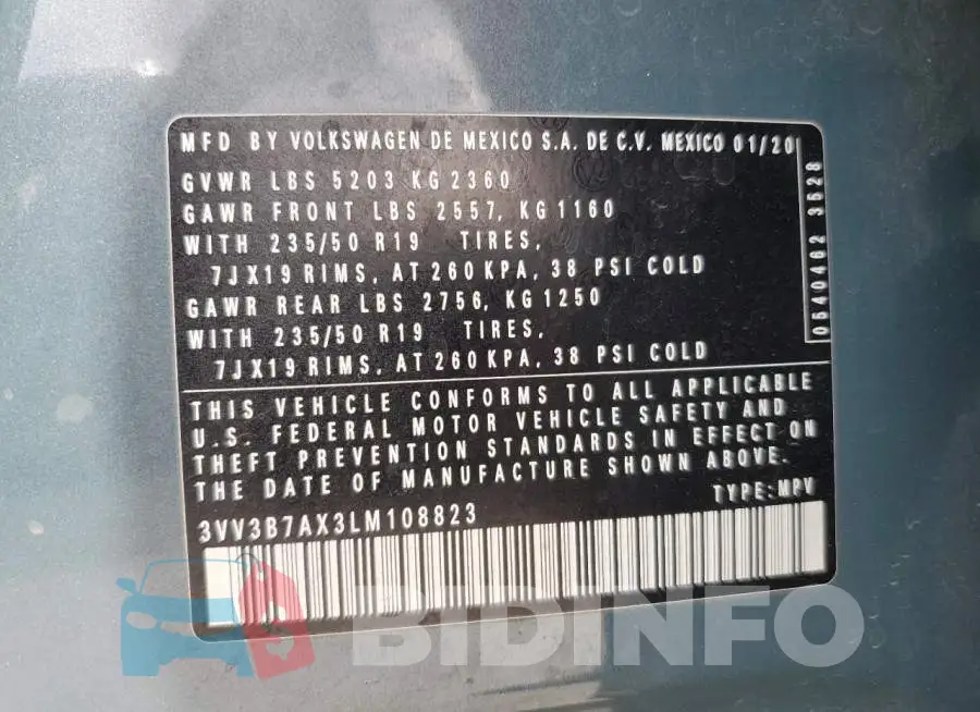 3VV3B7AX3LM108823 Photo# 12