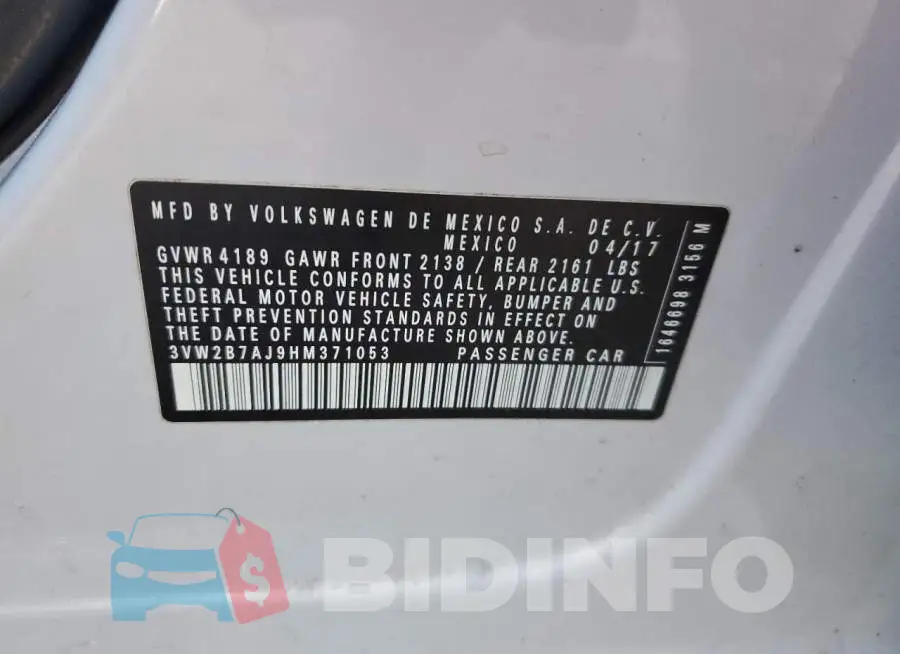 3VW2B7AJ9HM371053 Photo# 12