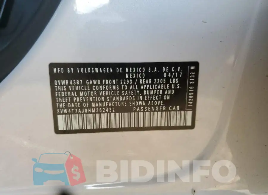3VW4T7AJ8HM362432 Photo# 13