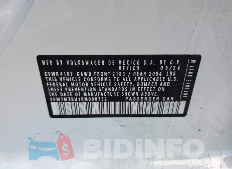 3VW7M7BU1RM090732 Photo# 12
