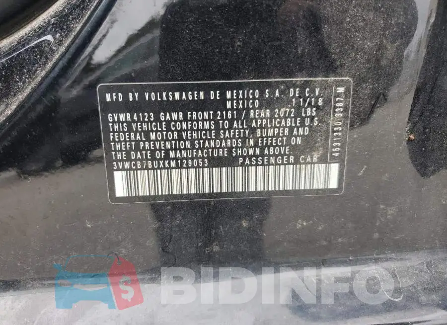 3VWCB7BUXKM129053 Photo# 12