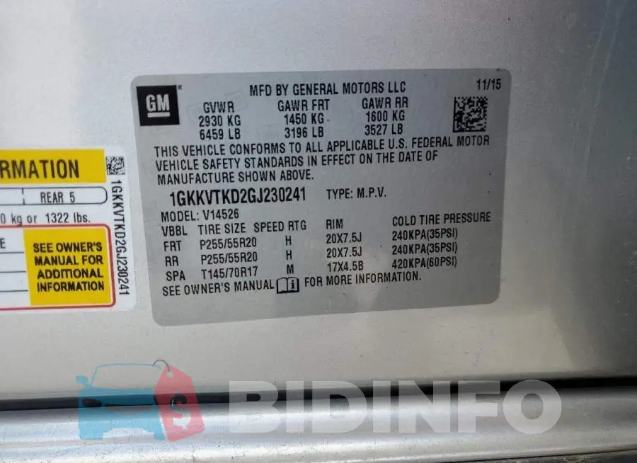 1GKKVTKD2GJ230241 Photo# 13