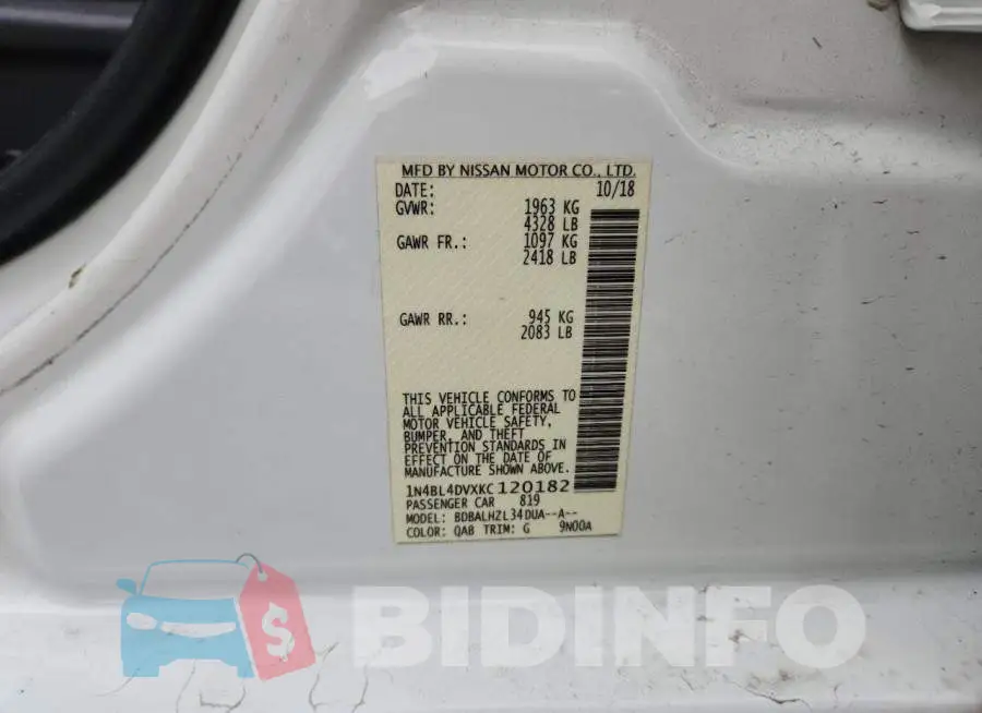 1N4BL4DVXKC120182 Photo# 12