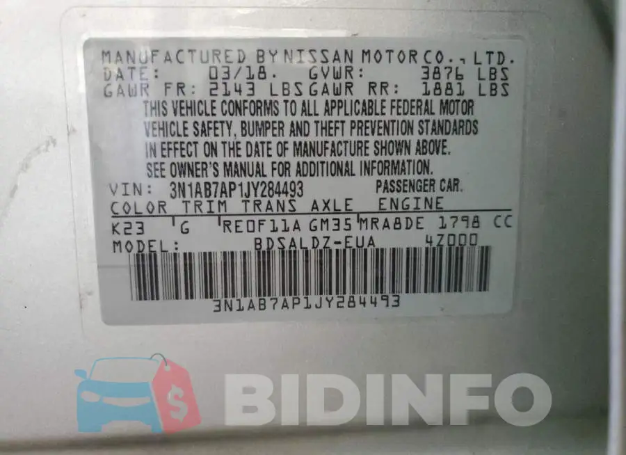 3N1AB7AP1JY284493 Photo# 12