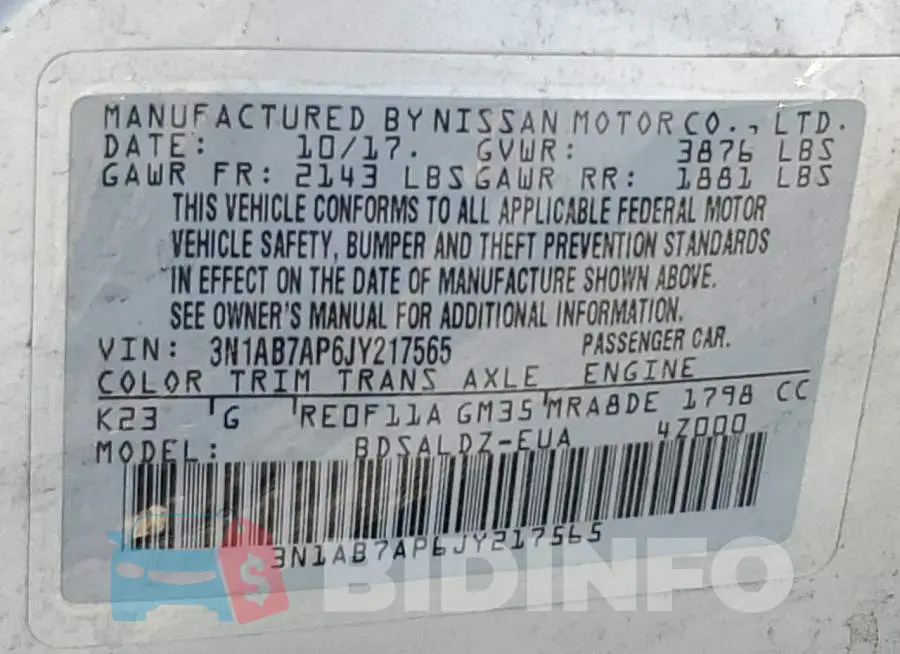 3N1AB7AP6JY217565 Photo# 13