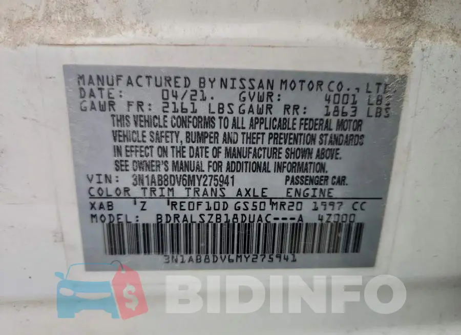 3N1AB8DV6MY275941 Photo# 12