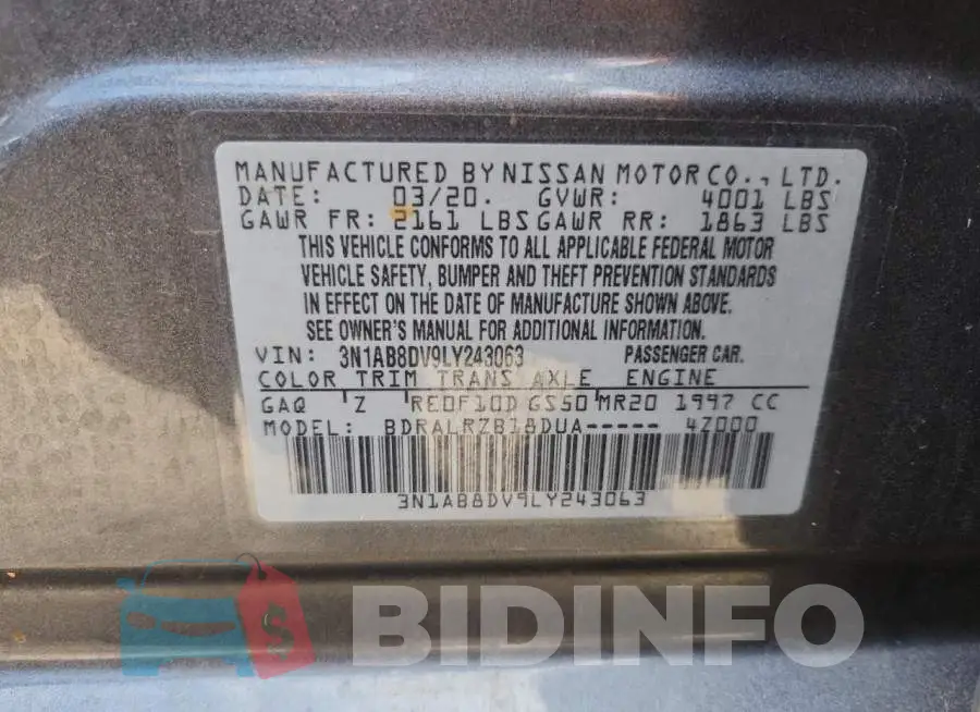 3N1AB8DV9LY243063 Photo# 13