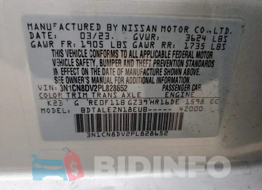3N1CN8DV2PL828652 Photo# 12