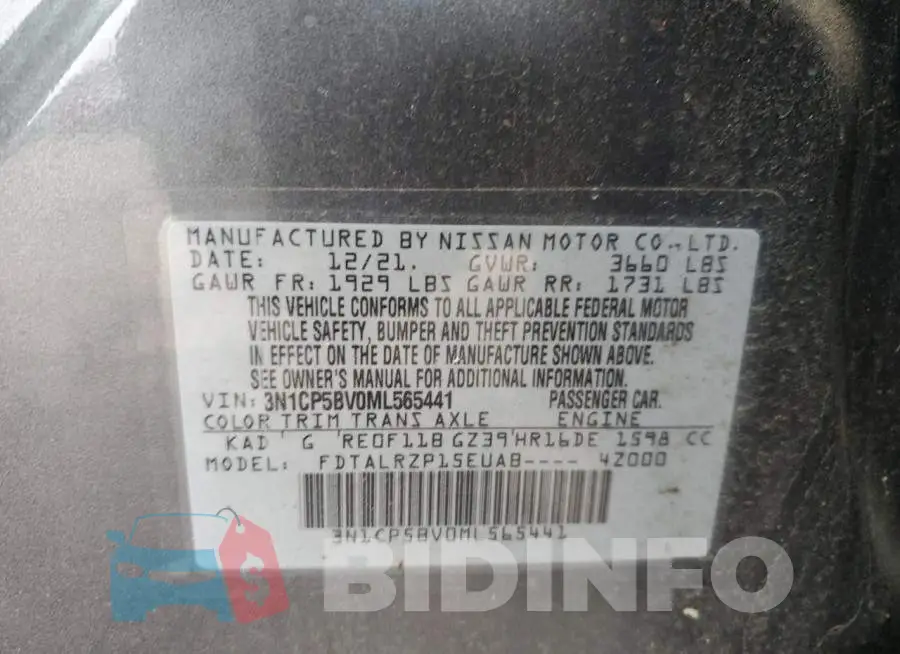 3N1CP5BV0ML565441 Photo# 12