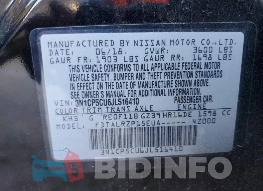 3N1CP5CU6JL516410 Photo# 13