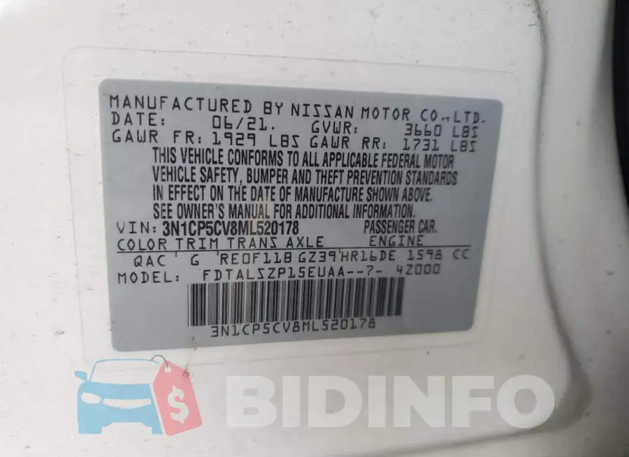 3N1CP5CV8ML520178 Photo# 12