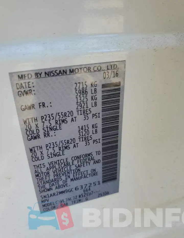 5N1AR2MM9GC637251 Photo# 13