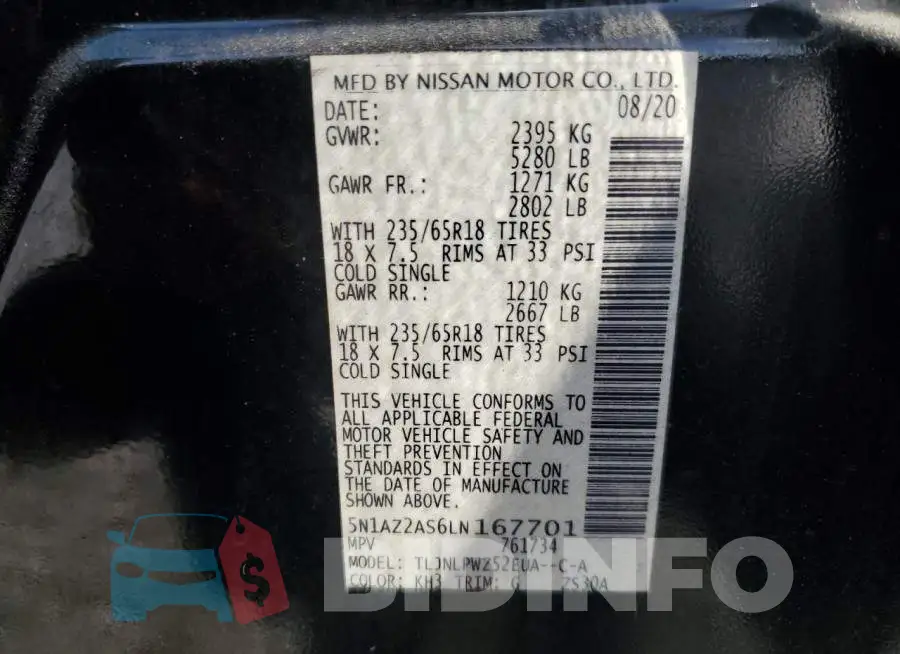 5N1AZ2AS6LN167701 Photo# 13