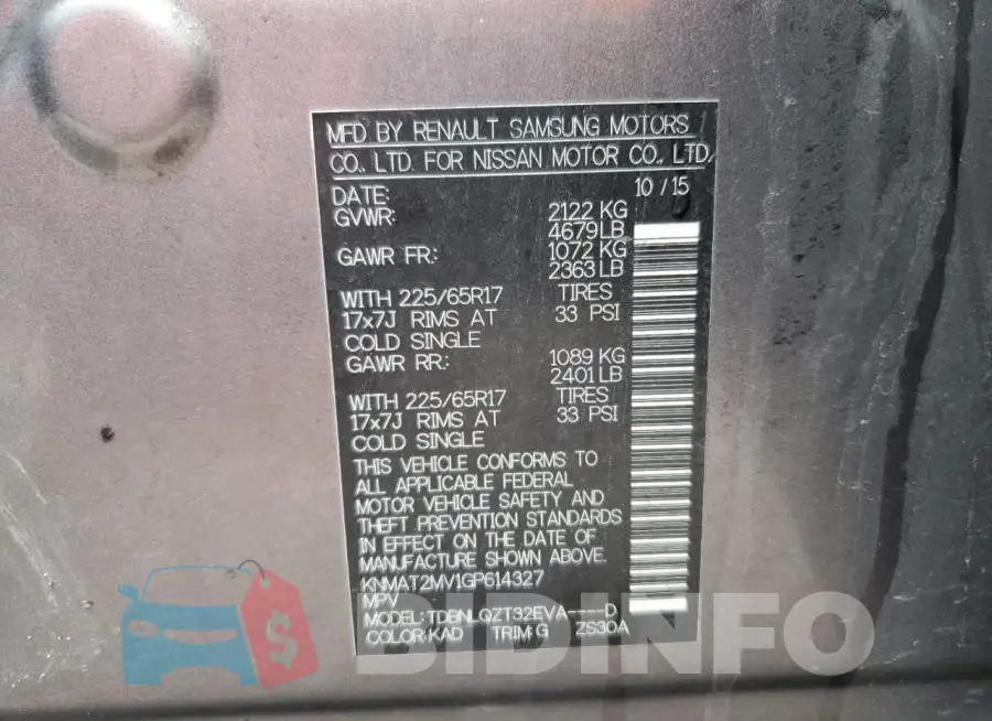 KNMAT2MV1GP614327 Photo# 13
